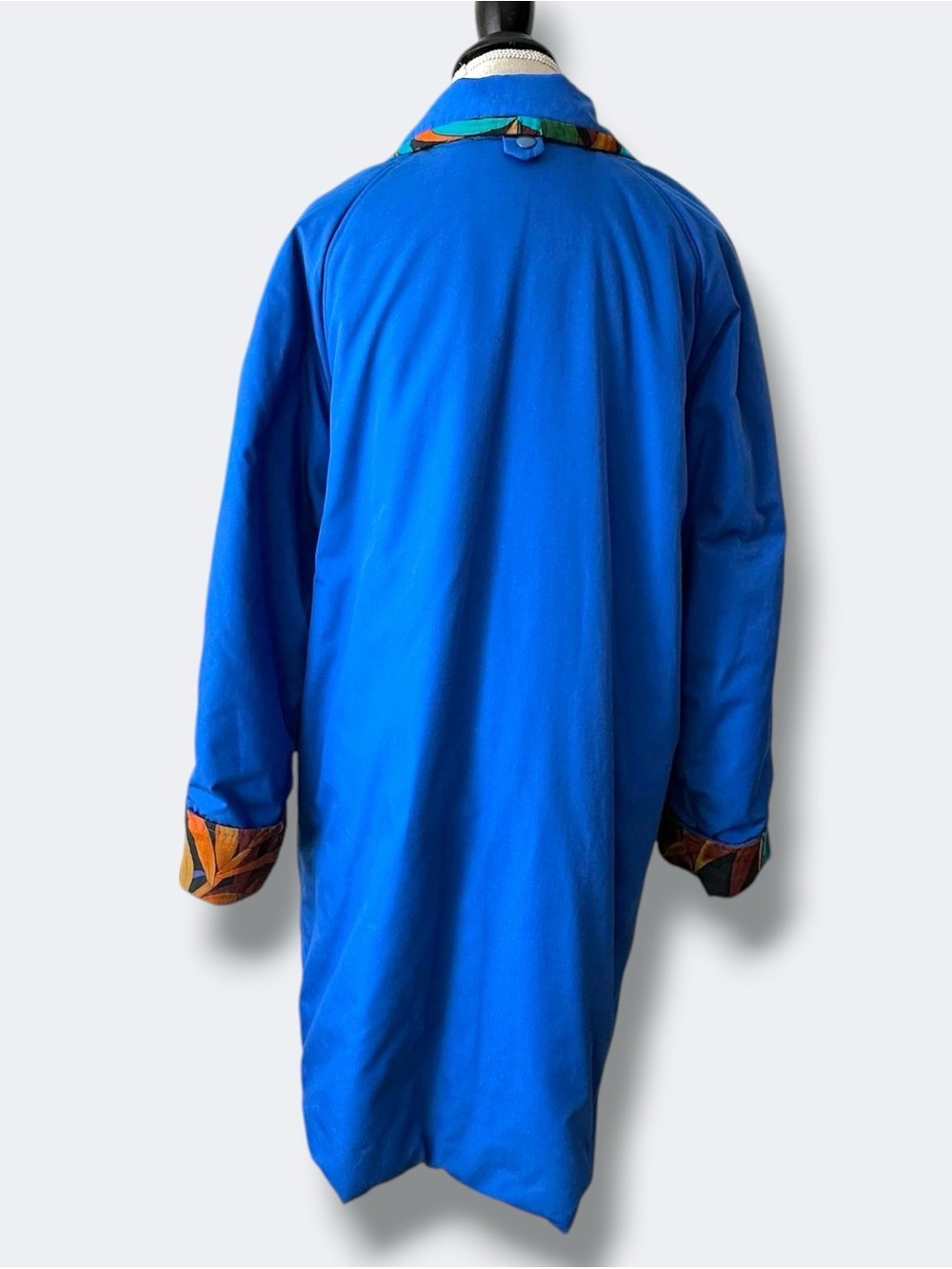 Vintage 90s Royal Blue Statement Parka - Tropical Floral Lining - Oversized XL - Picture 11 of 12